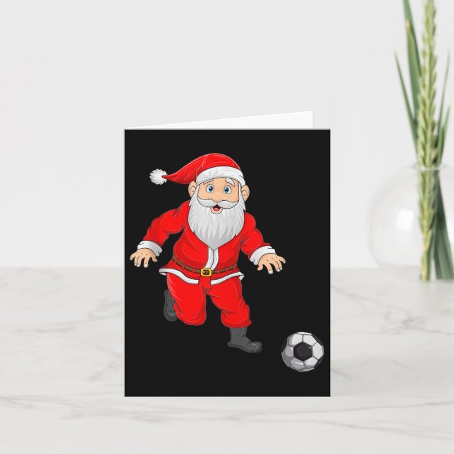 Christmas Santa Playing Soccer Football Xmas Srts  Card (Front)