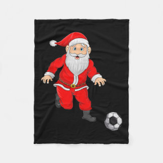 Christmas Santa Playing Soccer Football Xmas Srts Fleece Blanket