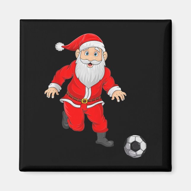 Christmas Santa Playing Soccer Football Xmas Srts  Magnet (Front)