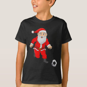 Christmas Santa Playing Soccer Football Xmas Srts  T-Shirt