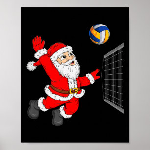 Christmas Santa Playing Volleyball Xmas Funny Srts Poster