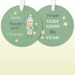 Christmas Santa please stop here green Ornament