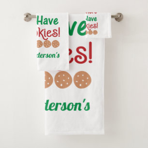 Christmas Santa Please Stop Here We have cookies Bath Towel Set