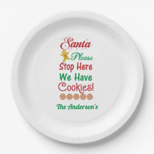 Christmas Santa Please Stop Here We have cookies  Paper Plate