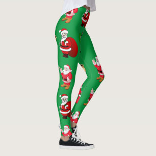 christmas santa presents gift pattern girls womens leggings