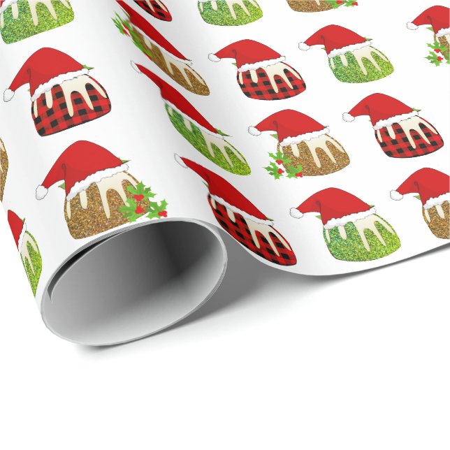Christmas Santa Puddings Wrapping Paper (Roll Corner)