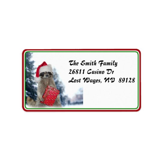 Christmas Santa Racoon Bandit Address Label