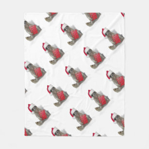 Christmas Santa Racoon Bandit Fleece Blanket