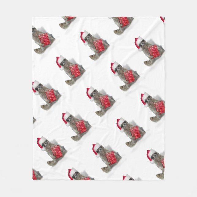 Christmas Santa Racoon Bandit Fleece Blanket (Front)