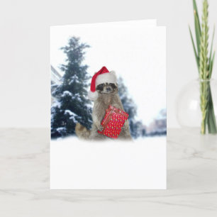 Christmas Santa Racoon Bandit Holiday Card