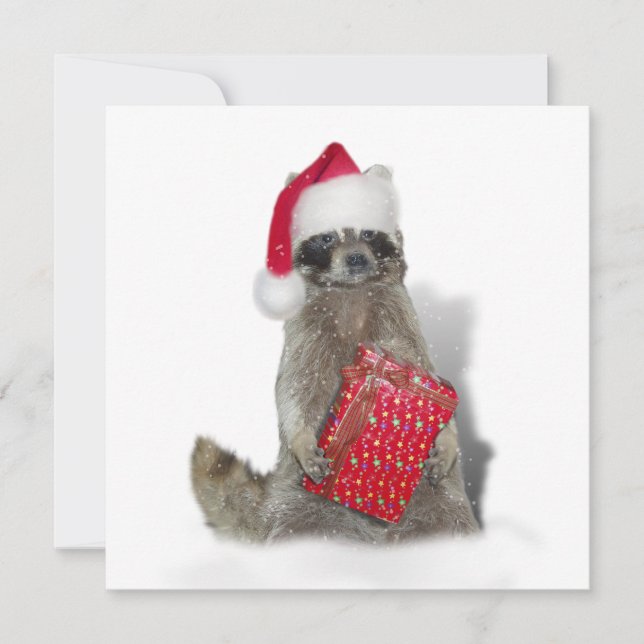 Christmas Santa Racoon Bandit Invitation (Front)