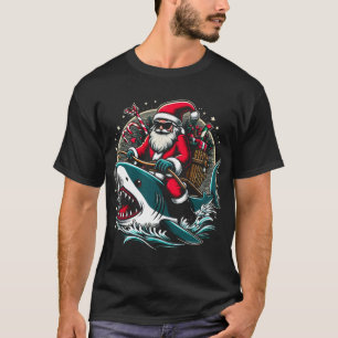 Christmas Santa raiding on a shark T-Shirt