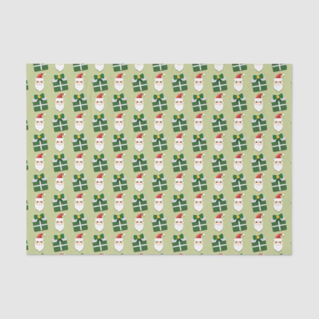 Christmas Santa Red and Green Festive Tissue Paper (Front)