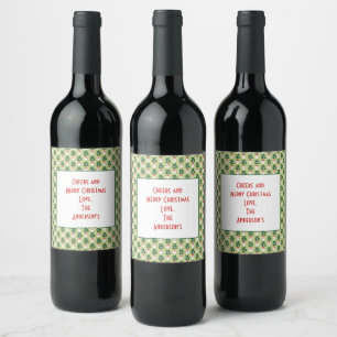 Christmas Santa Red Green Festive Personalised Wine Label