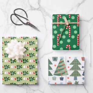 Christmas Santa Red Green Festive  Wrapping Paper Sheet
