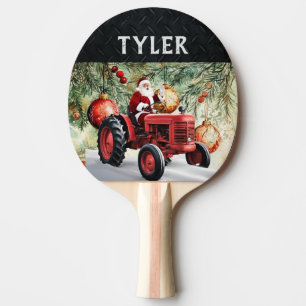 Christmas Santa Red Tractor Festive Jolly Ping Pong Paddle
