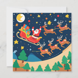 Christmas Santa Reindeer Coming To Town 