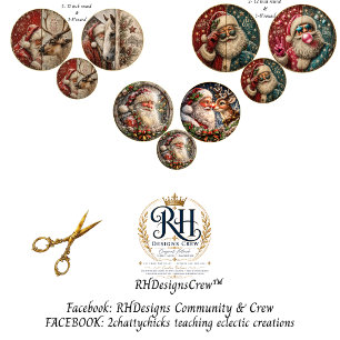 Christmas Santa Reindeer Decoupage Rounds Wrapping Paper Sheet