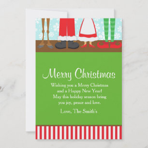 Christmas Santa Reindeer Feet Holiday Card