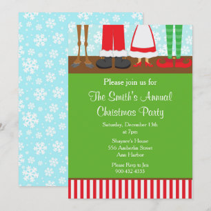 Christmas Santa Reindeer Feet Invitation