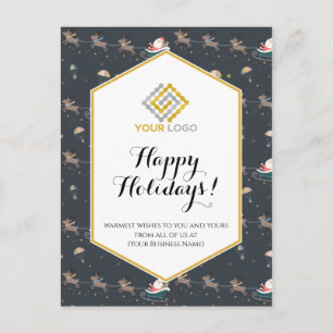 Christmas Santa Reindeer Logo Business Postcard