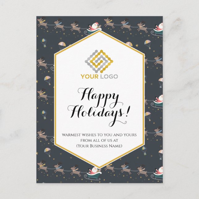 Christmas Santa Reindeer Logo Business Postcard (Front)