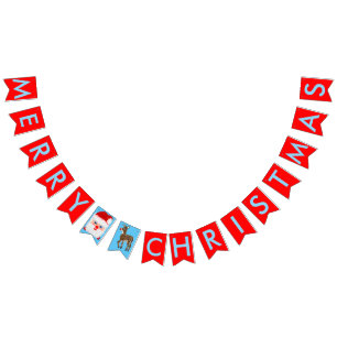 Christmas Santa Reindeer Red Blue Bunting