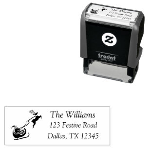 Christmas Santa Reindeer Sleigh  Self-inking Stamp