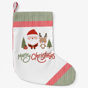 Christmas Santa & Reindeer Small Christmas Stocking