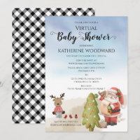 Christmas Santa | Reindeer Virtual Baby Shower Inv