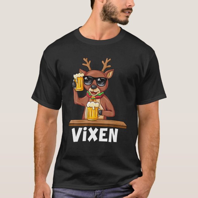 Christmas Santa Reindeer Vixen Xmas Group Costume T-Shirt (Front)