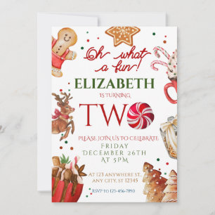 Christmas Santa Reindeer what a fun 2nd Birthday Invitation