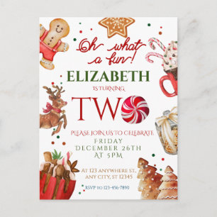 Christmas Santa Reindeer what a fun 2nd Birthday Postcard