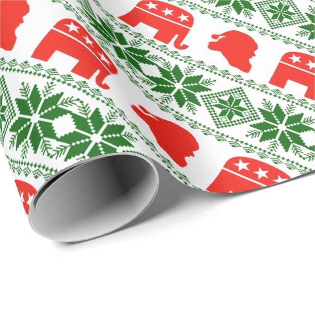 Christmas Santa Republican Pattern Wrapping Paper (Roll Corner)