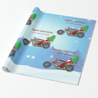 Christmas Santa Riding Chopper Bike With Red Hat