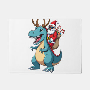 Christmas Santa Riding Dinosaur Deer Xmas (1) Doormat