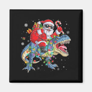 Christmas Santa Riding Dinosaur Funny Xmas Lights Magnet
