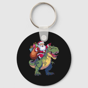 Christmas Santa Riding Dinosaur T-rex Boys Kids To Key Ring