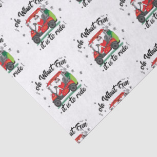 Christmas Santa Riding Golf Cart Tissue Paper