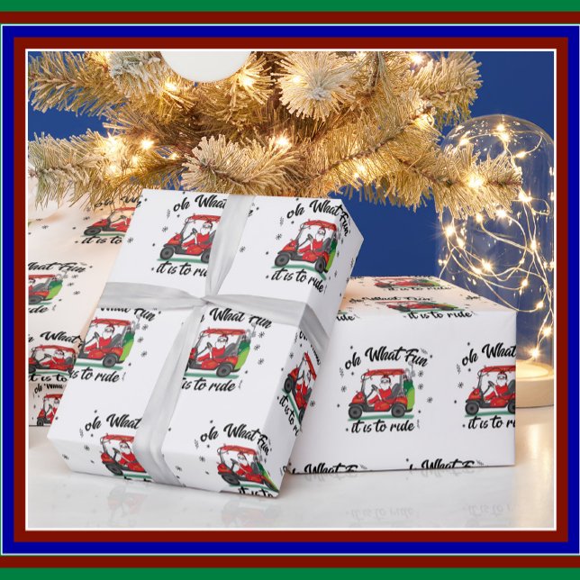 Christmas Santa Riding Golf Cart   Wrapping Paper (Creator Uploaded)