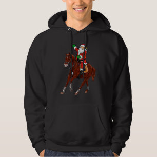 Christmas Santa Riding Horse Xmas Idea For Men Wo Hoodie