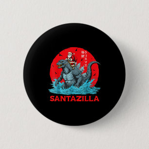 Christmas Santa Riding Japanese Monster Kaiju Sant 6 Cm Round Badge