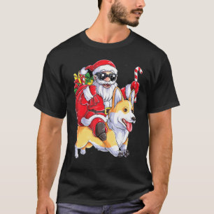 CHRISTMAS SANTA RIDING ON A CORGI CANDY CANE T-Shirt