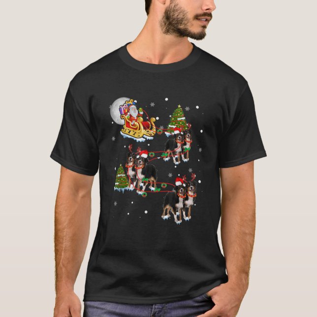 Christmas Santa Riding Sleigh Reindeer Australian  T-Shirt (Front)