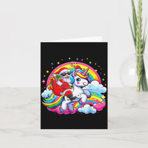 Christmas Santa Riding Unicorn Cute Xmas Girls Wom Card
