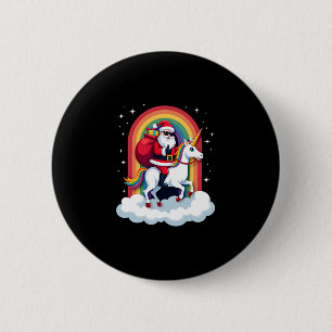 Christmas Santa Riding Unicorn Xmas Girls Women Ra 6 Cm Round Badge