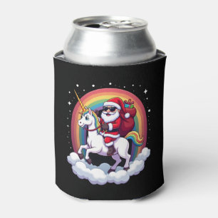 Christmas Santa Riding Unicorn Xmas Girls Women Ra Can Cooler