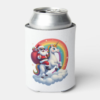 Christmas Santa Riding Unicorn Xmas Girls Women Ra Can Cooler
