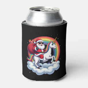 Christmas Santa Riding Unicorn Xmas Girls Women Ra Can Cooler