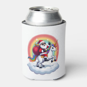 Christmas Santa Riding Unicorn Xmas Girls Women Ra Can Cooler